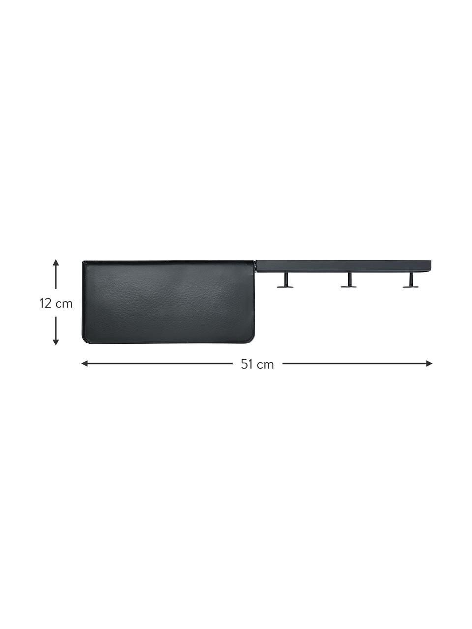 Mensoletta da bagno in metallo Framework, Metallo verniciato, Nero, Larg. 51 x Prof. 12 cm