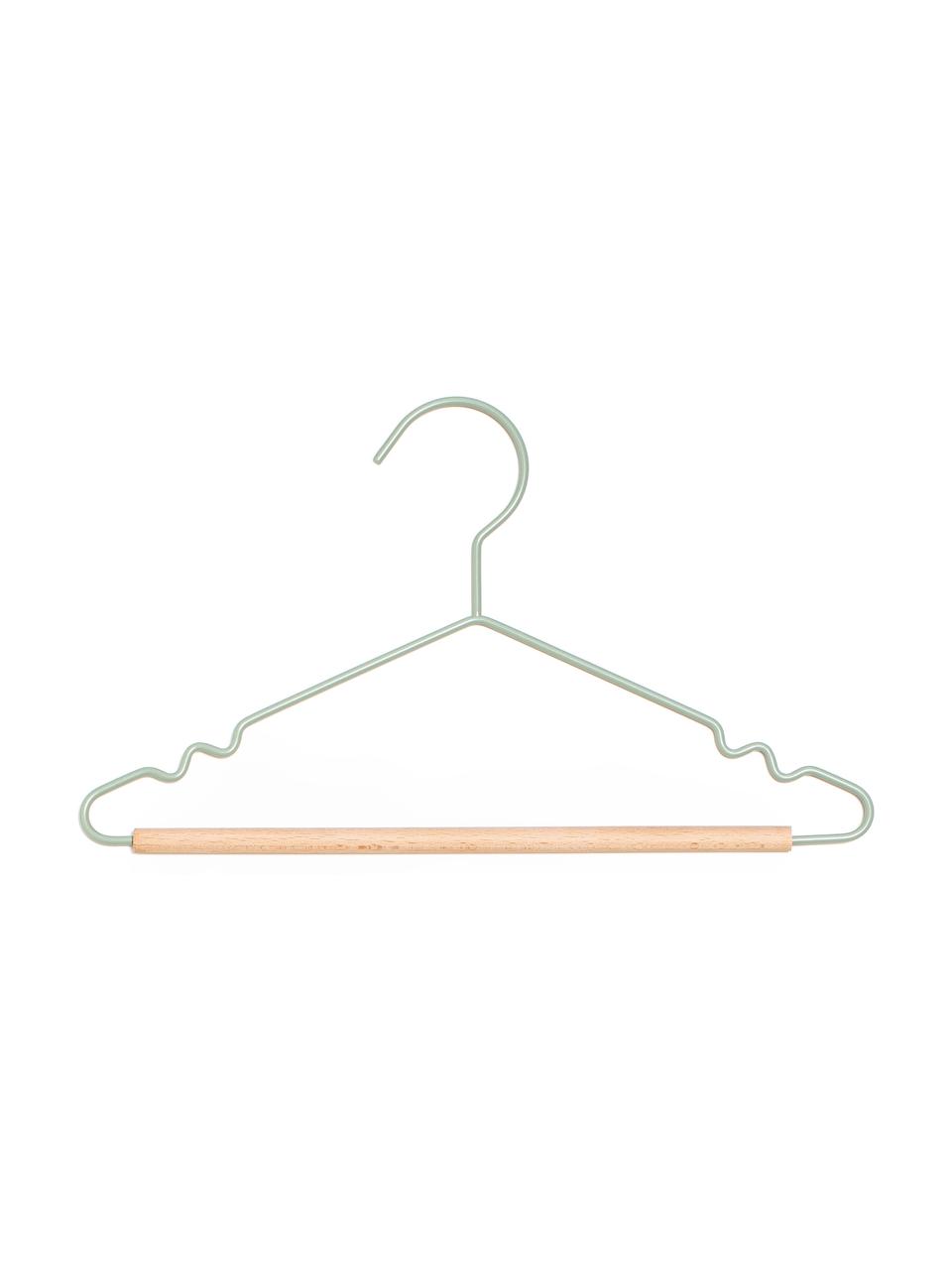 Gruccia Kids Top 10 pz, Legno, acciaio verniciato a polvere, Verde salvia, Larg. 31 x Alt. 18 cm