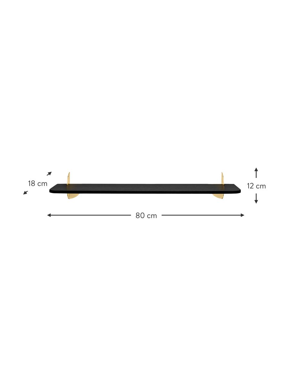 Wandrek Aedes, Plank: essenhout, gelakt, Frame: metaal, gecoat, Zwart, B 80 x H 12 cm