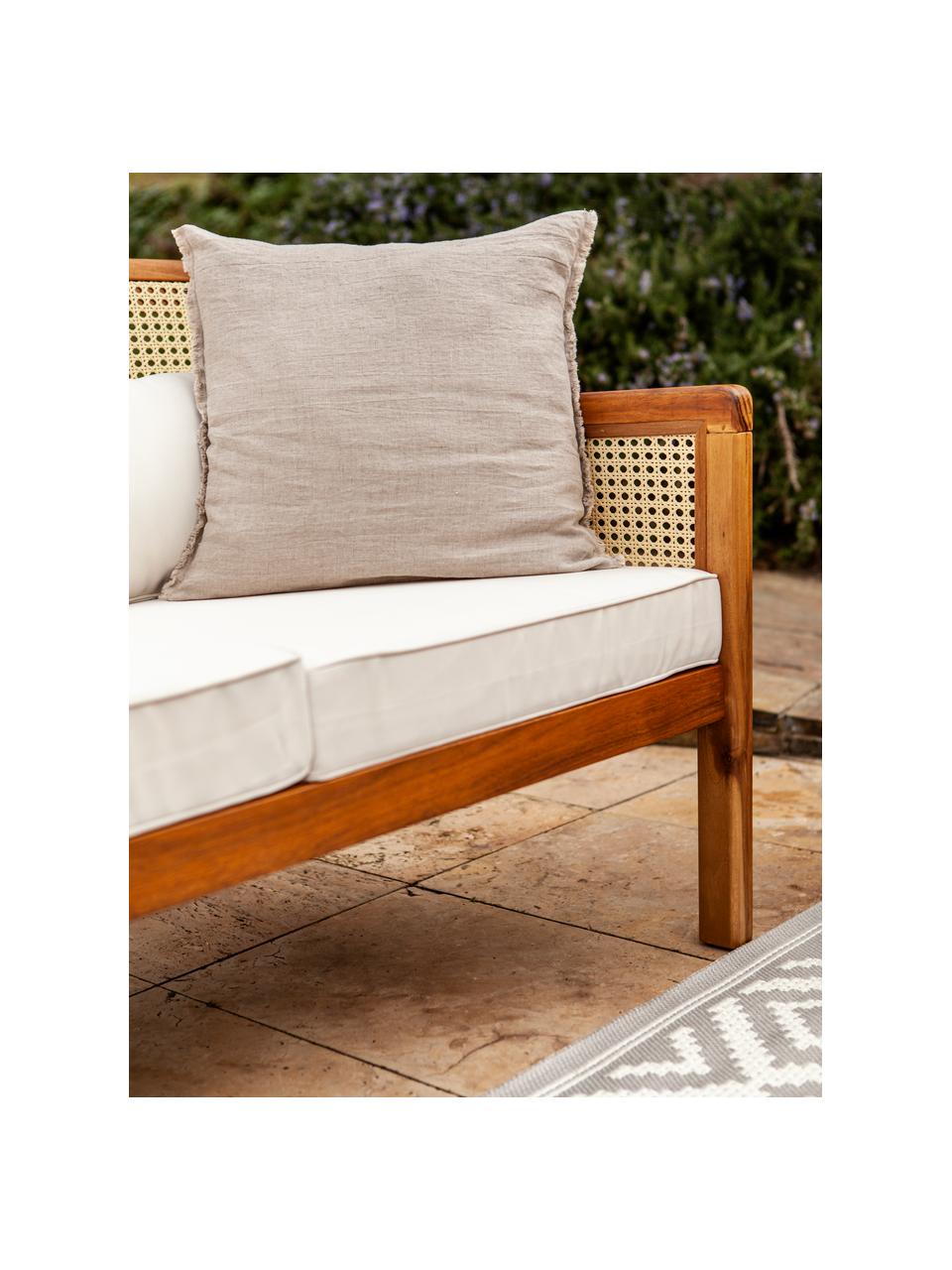 Salon de jardin lounge avec cannage Vie, 4 élém., Beige