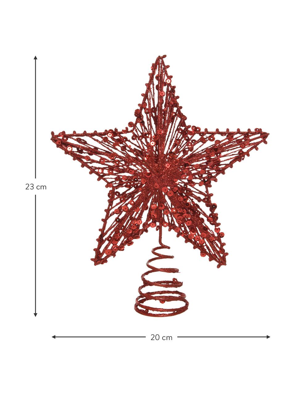 Estrella Árbol de Navidad Elise, Metal recubierto, Rojo, An 20 x Al 23 cm