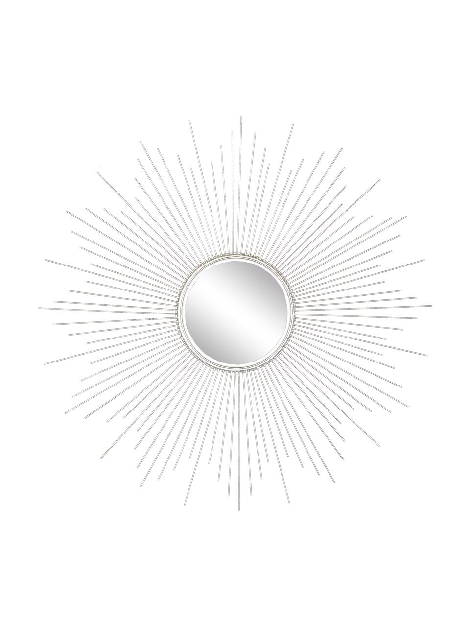 Sonnenspiegel Ella mit silbernem Metallrahmen, Rahmen: Metall, beschichtet, Silberfarben, Ø 104 x T 3 cm