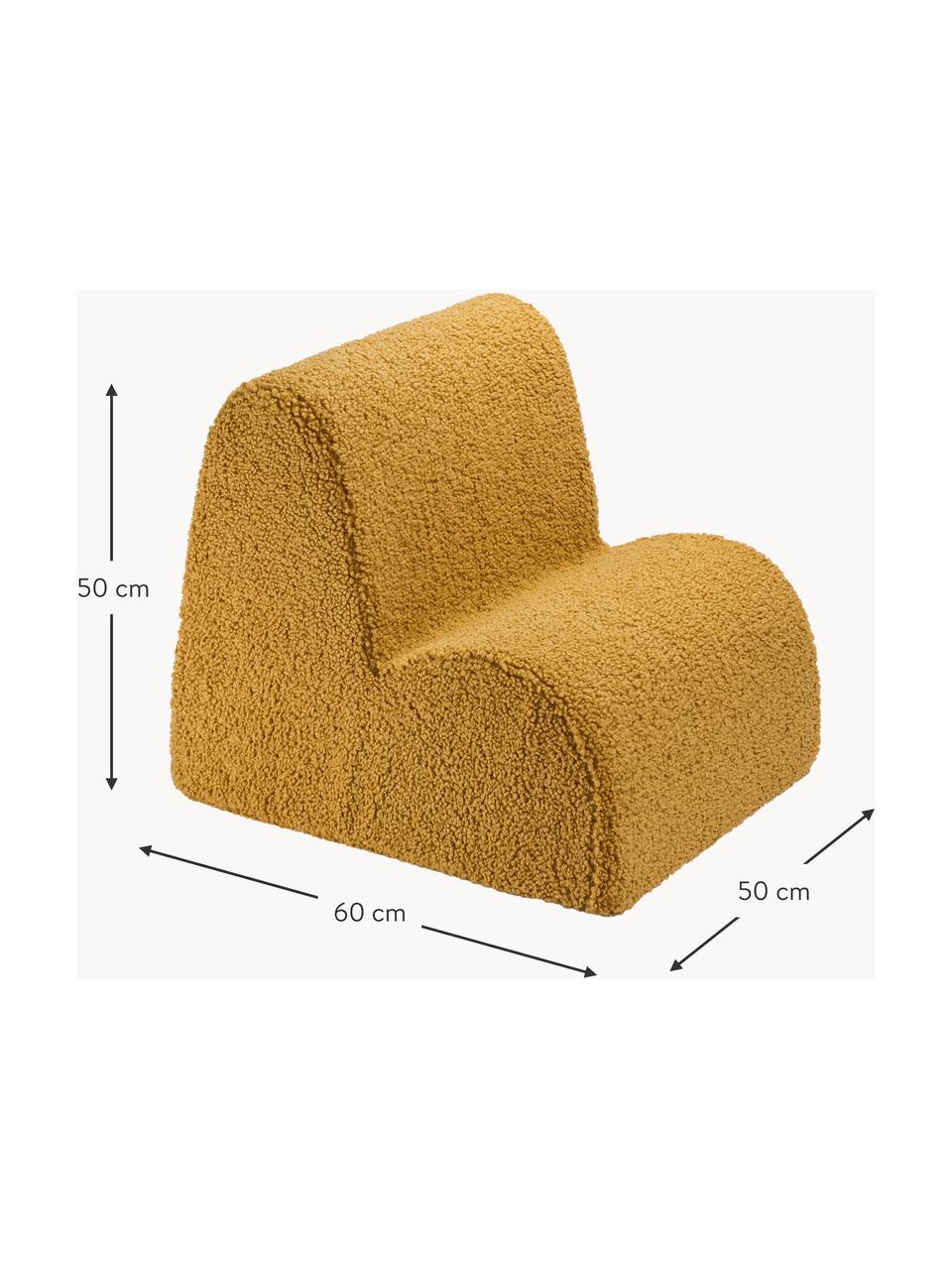 Fauteuil en peluche pour enfant Cloud, Peluche jaune moutarde, larg. 50 x prof. 60 cm