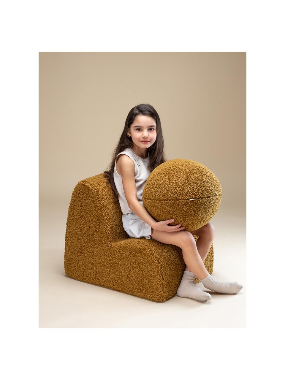 Fauteuil en peluche pour enfant Cloud, Peluche jaune moutarde, larg. 50 x prof. 60 cm