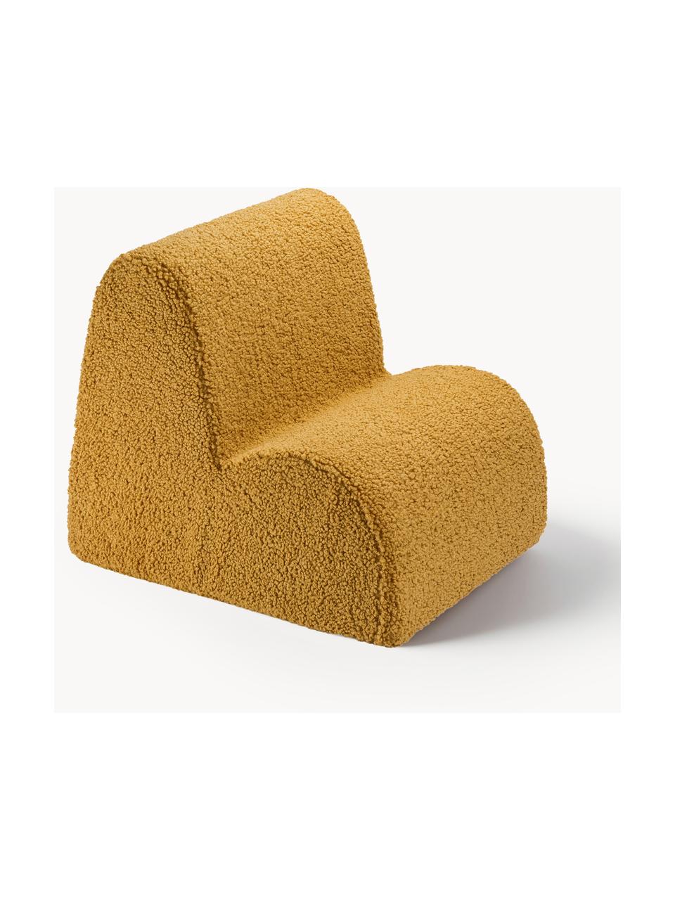 Fauteuil en peluche pour enfant Cloud, Peluche jaune moutarde, larg. 50 x prof. 60 cm