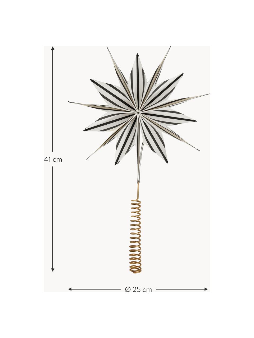 Špic na vianočný stromček Toppu, Kraftový papier, kov, Biela, čierna, Ø 25 x V 41 cm