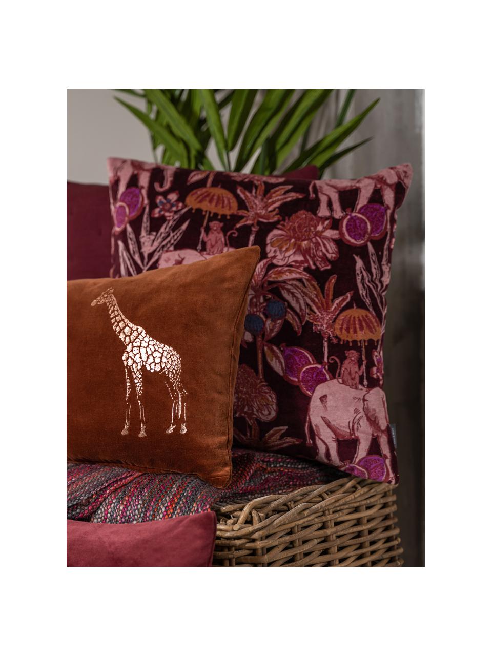 Cuscino con imbottitura Elephant, Rivestimento: 100% cotone, Rosso bordeaux, multicolore, Larg. 45 x Lung. 45 cm