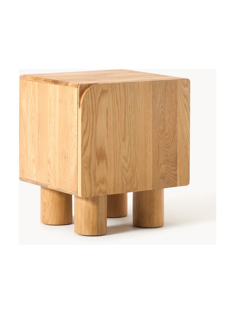 Noční stolek z dubového dřeva Cadi, Olejované dubové dřevo, Š 50 cm, V 55 cm