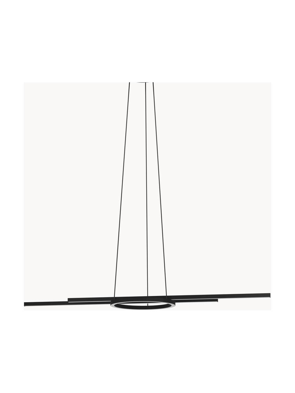 Dimbare LED hanglamp Zillerio-Z, Lampenkap: gecoat metaal, Diffuser: kunststof, Zwart, B 116 x D 30 cm