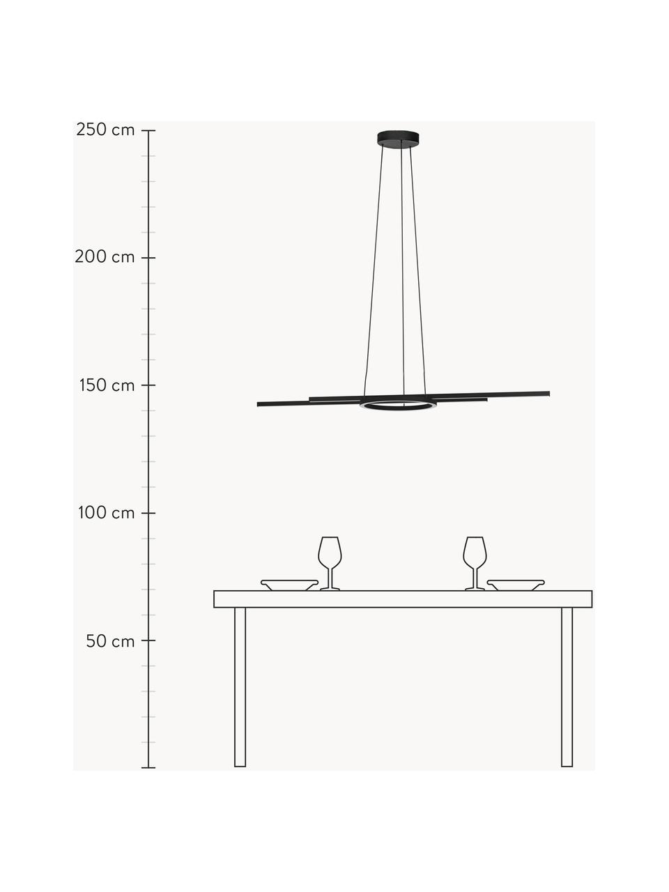 Dimbare LED hanglamp Zillerio-Z, Lampenkap: gecoat metaal, Diffuser: kunststof, Zwart, B 116 x D 30 cm