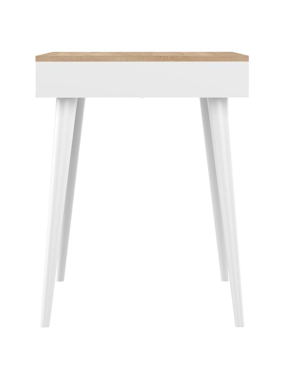 Bureau style scandinave Horizon, Bois de chêne, blanc, larg. 134 x prof. 59 cm