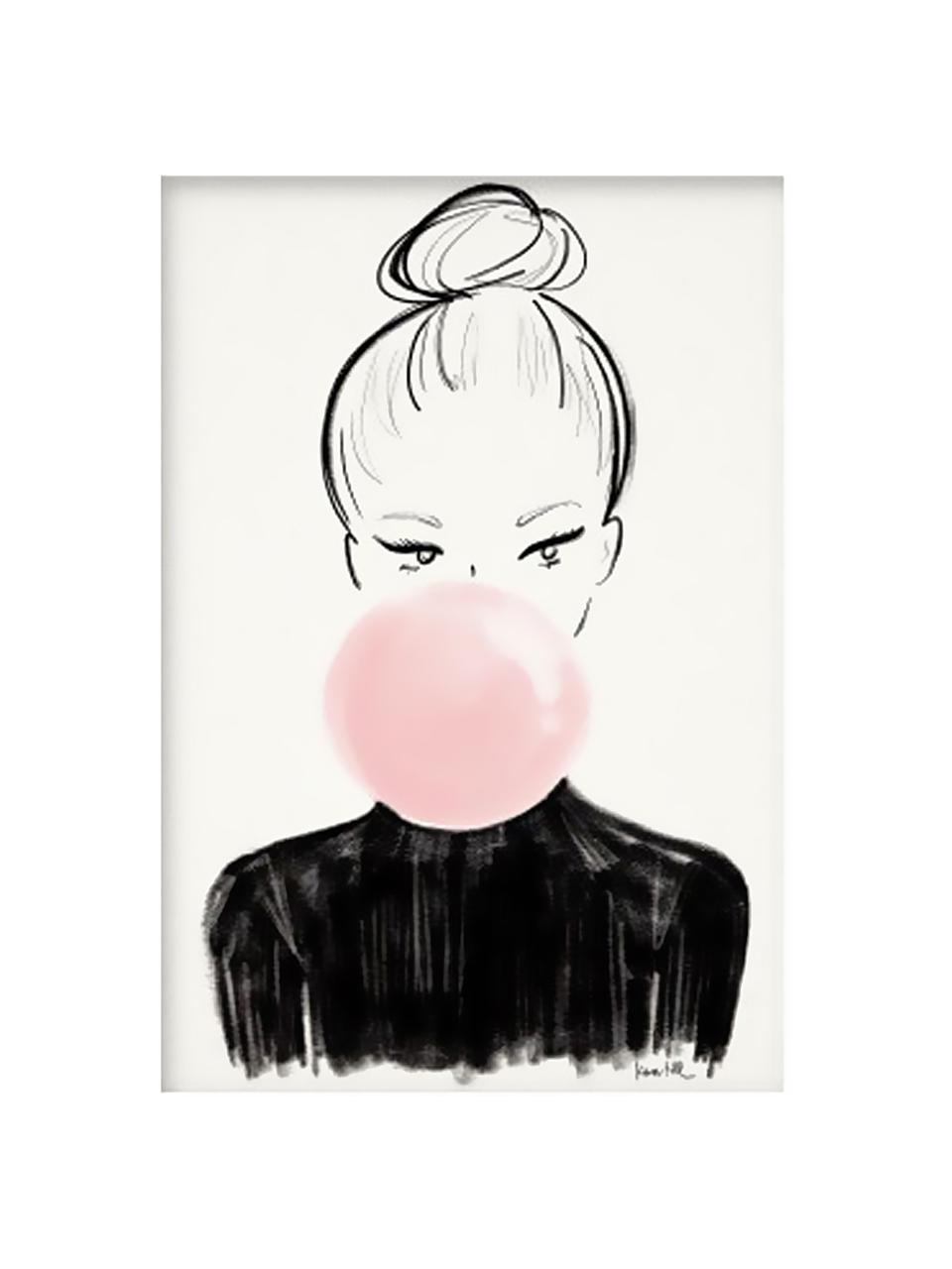 Poster Bulle, Papier, Weiß, Schwarz, Rosa, 30 x 42 cm