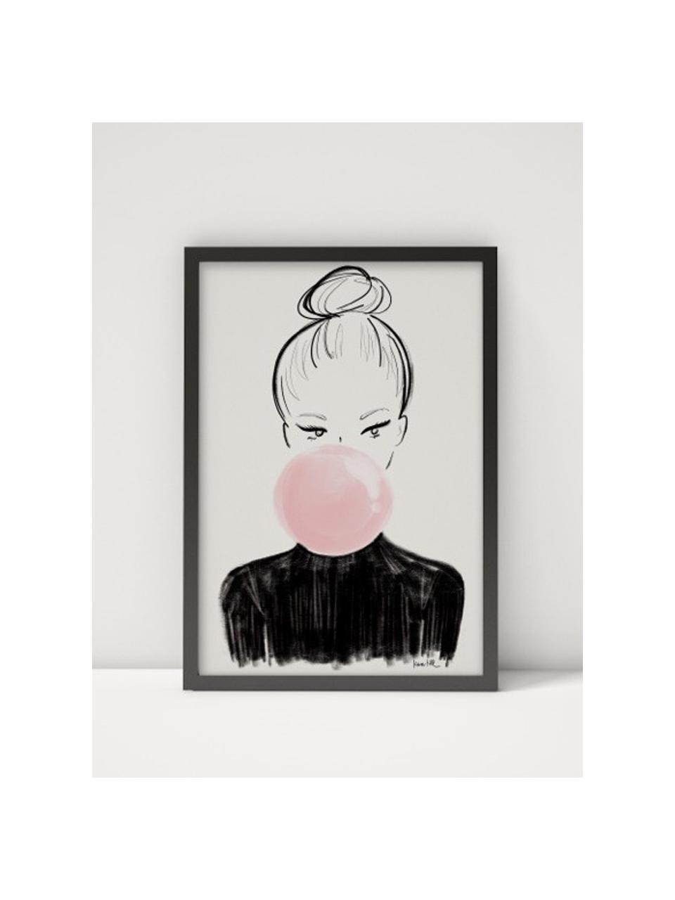 Poster Bulle, Blanc, noir, rose