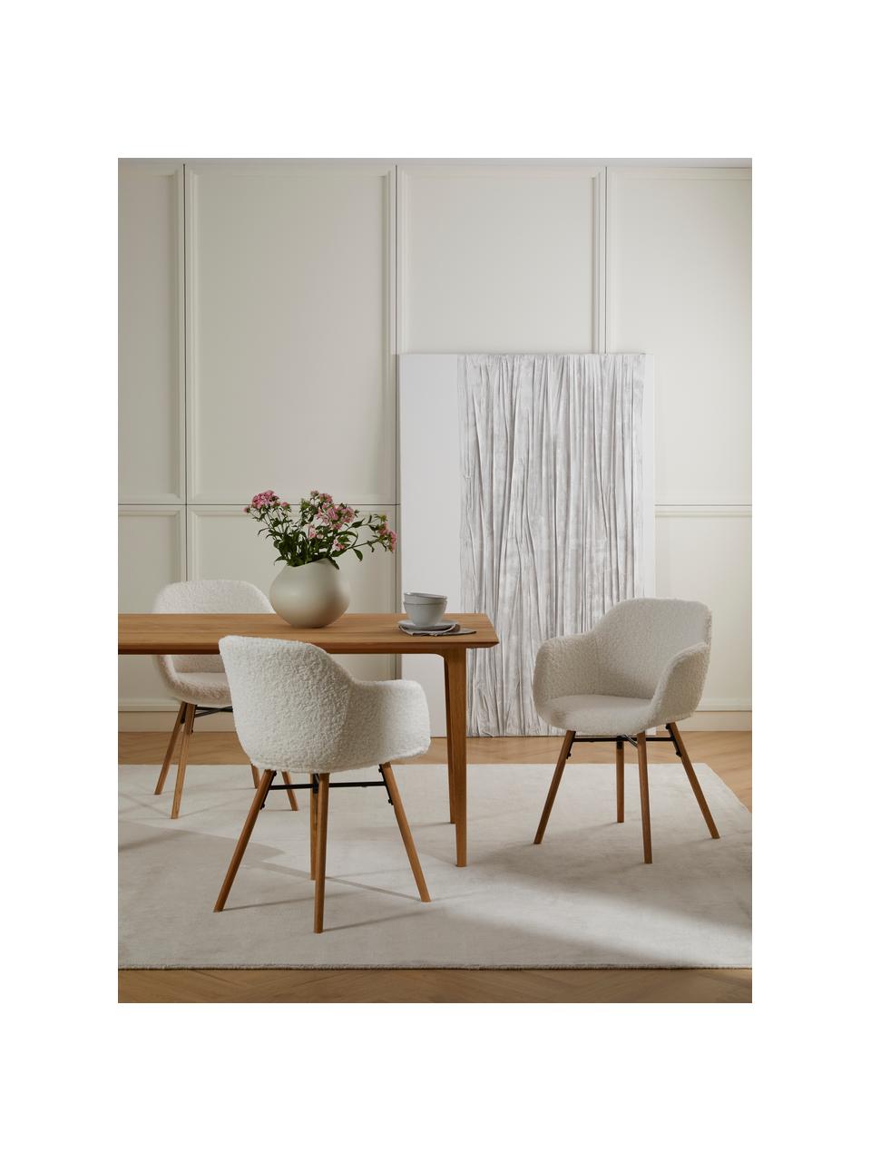 Plyšová židle s područkami s úzkým skořepinovým sedákem Fiji, Krémově bílá, Š 59 cm, V 84 cm
