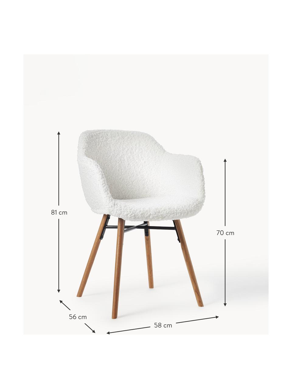 Teddy fauteuil Fiji met smalle zitvlak, Bekleding: teddy (polyester), Poten: massief eikenhout, Teddy crèmewit, B 59 x H 84 cm