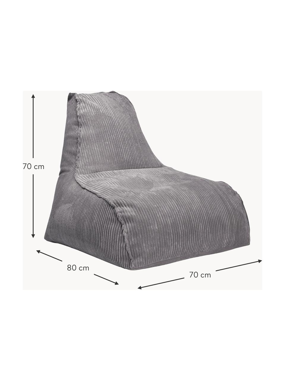 Sillón puf de pana Shara, Tapizado: pana (100 % poliéster), Pana gris oscuro, An 70 x F 80 cm