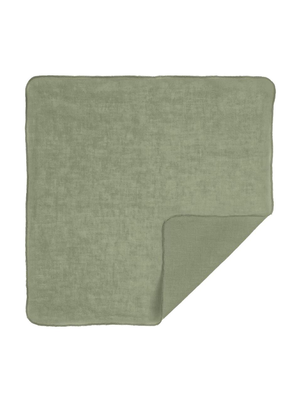 Serviettes de table en lin Gracie, 2 pièces, 100 % lin, Vert sauge, larg. 45 x long. 45 cm
