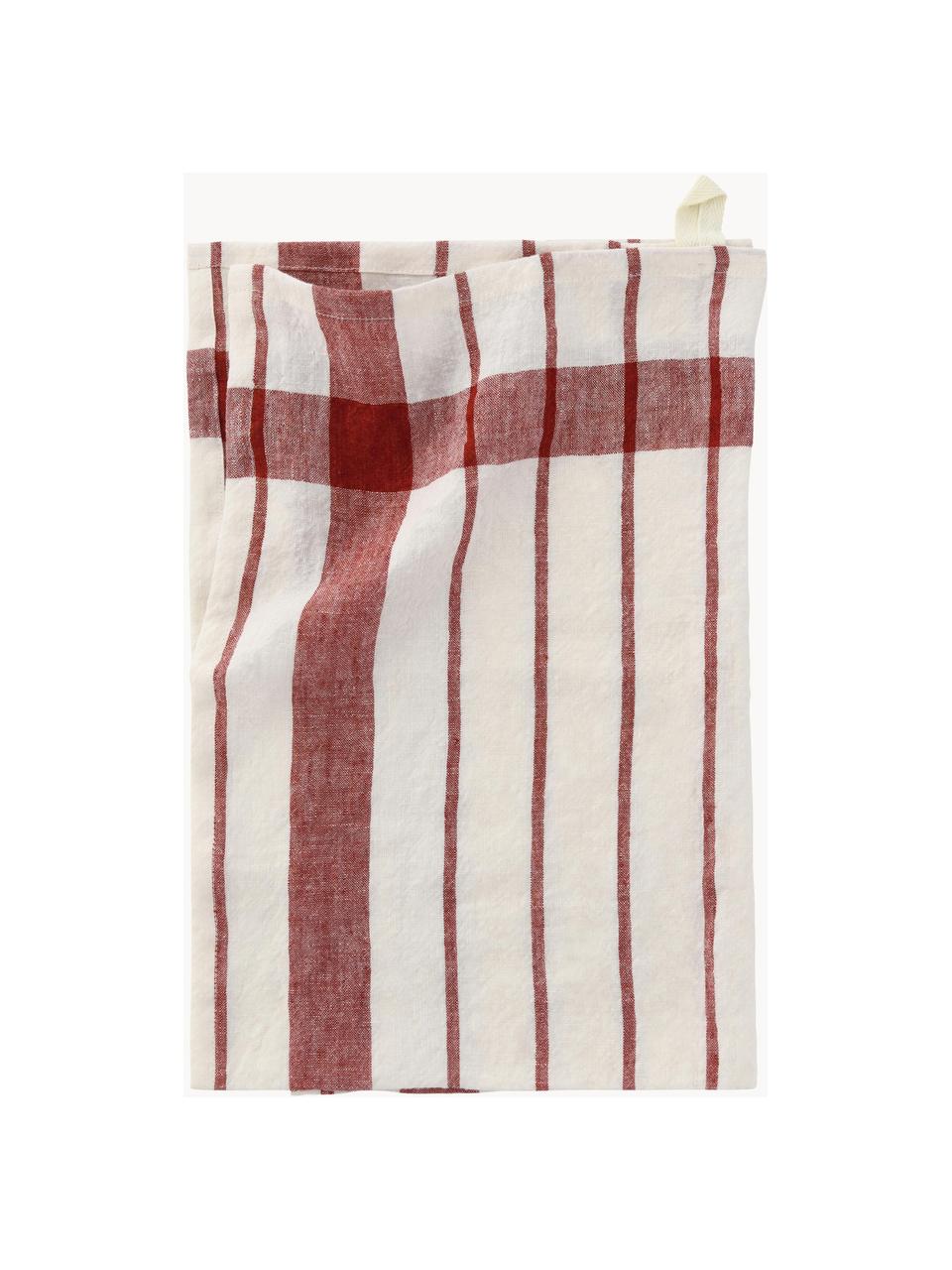 Baumwoll-Geschirrtuch Helga, 100 % Baumwolle, Rot, Off White, B 50 x L 70 cm