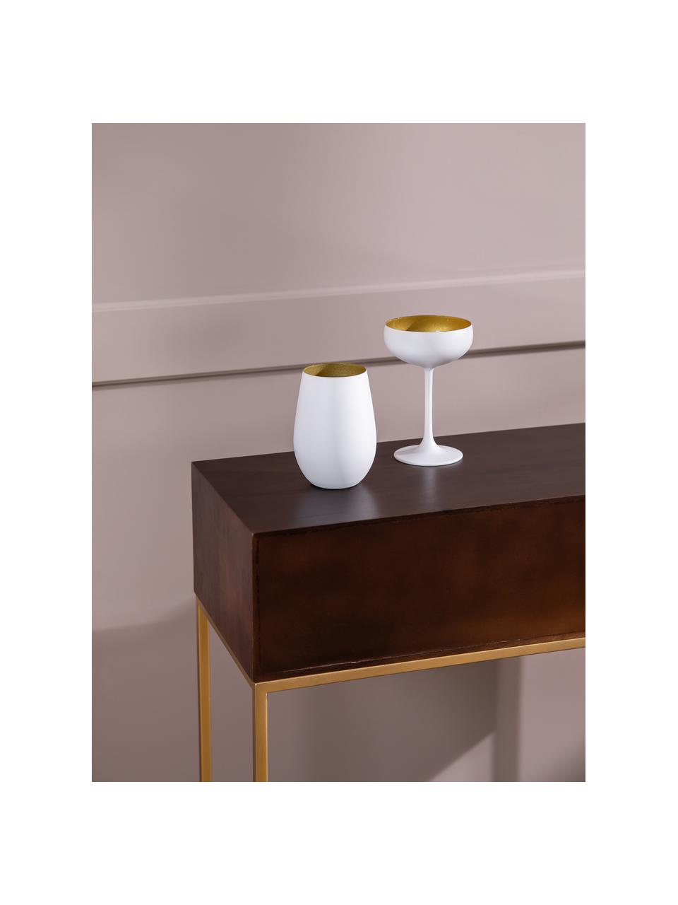 Křišťálové sklenice na long drink Elements, 6 ks, Potažený křišťál, Bílá, mosazná, Ø 9 cm, V 12 cm, 465 ml