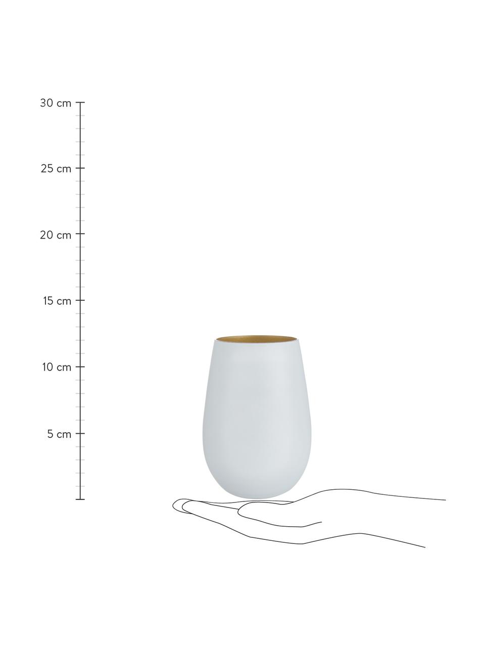 Krištáľové poháre na miešané nápoje Elements, 6 ks, Krištáľové sklo, potiahnuté, Biela, mosadzné odtiene, Ø 9 x V 12 cm, 465 ml