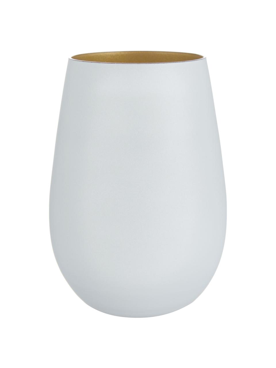 Kristallen longdrinkglazen Elements, 6 stuks, Kristalglas, gecoat, Wit, messingkleurig, Ø 9 x H 12 cm, 465 ml