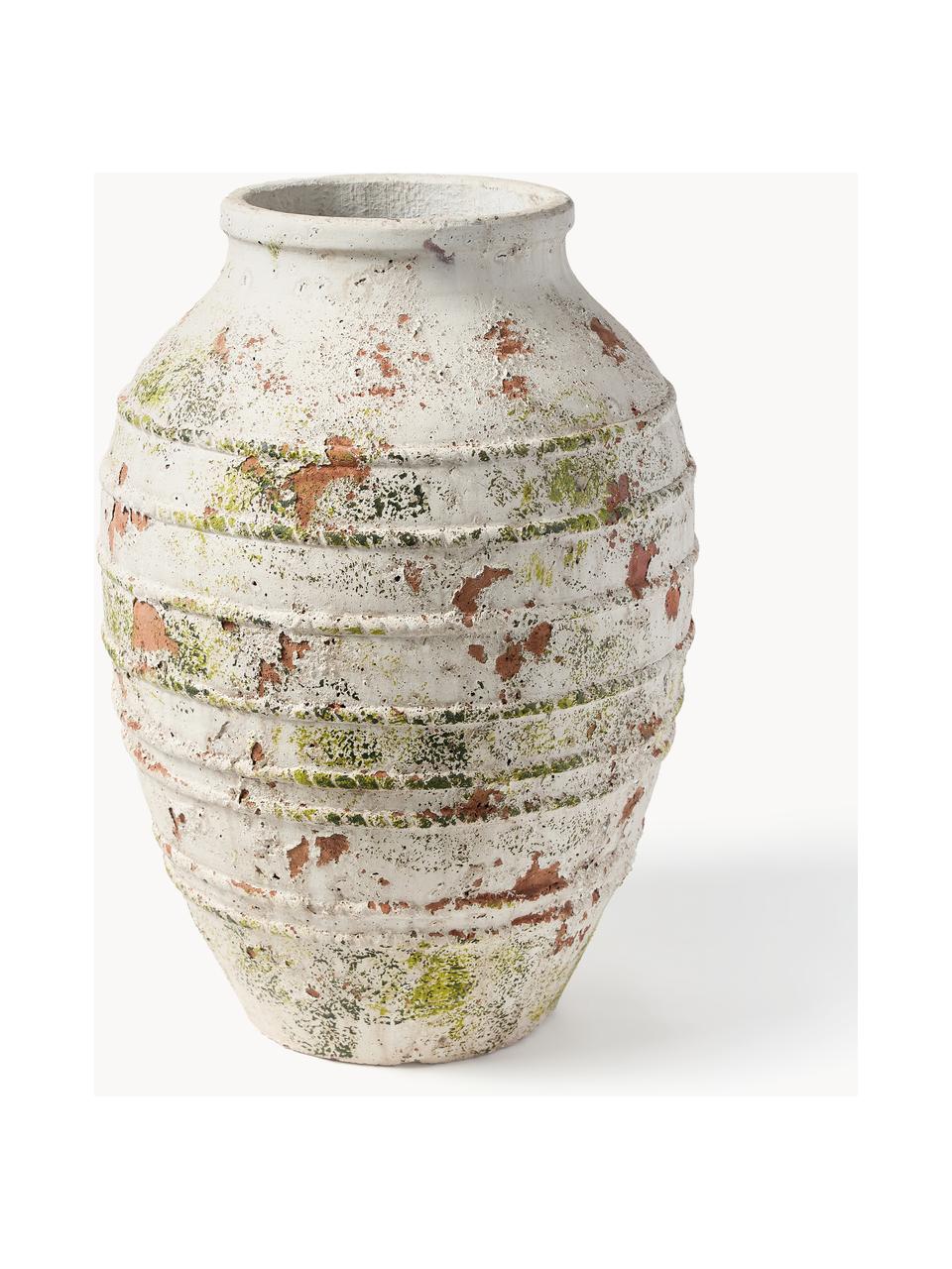 Cache-pot en béton Porto, haut. 52 cm, Béton, Blanc cassé, terracotta, vert, Ø 36 x haut. 52 cm