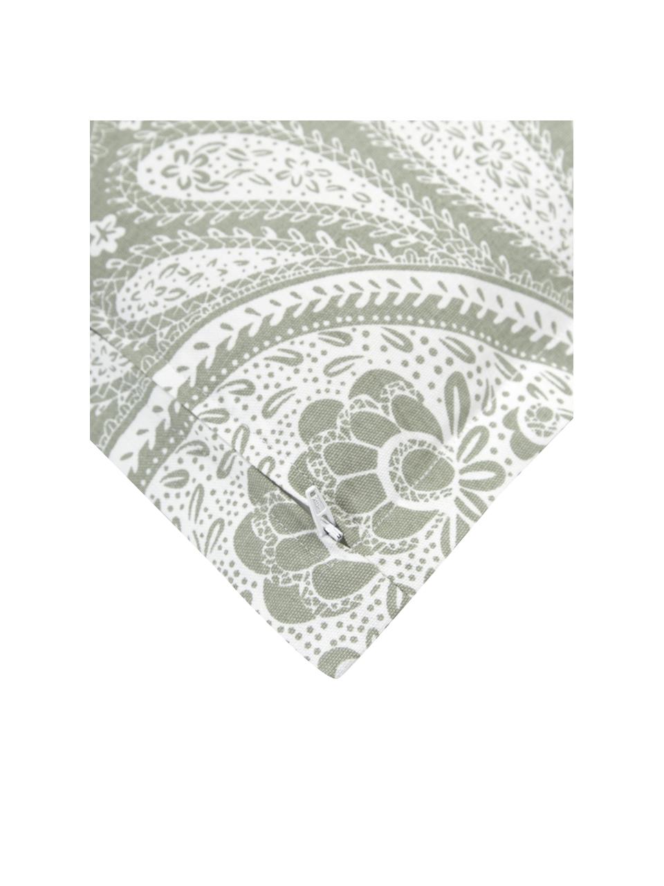 Funda de cojín estampado Manon, 100% algodón ecológico con certificado GOTS, Verde, An 45 x L 45 cm