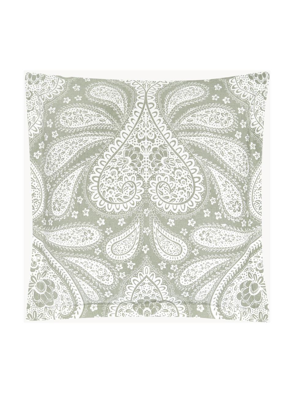Funda de cojín estampado Manon, 100% algodón ecológico con certificado GOTS, Verde, An 45 x L 45 cm