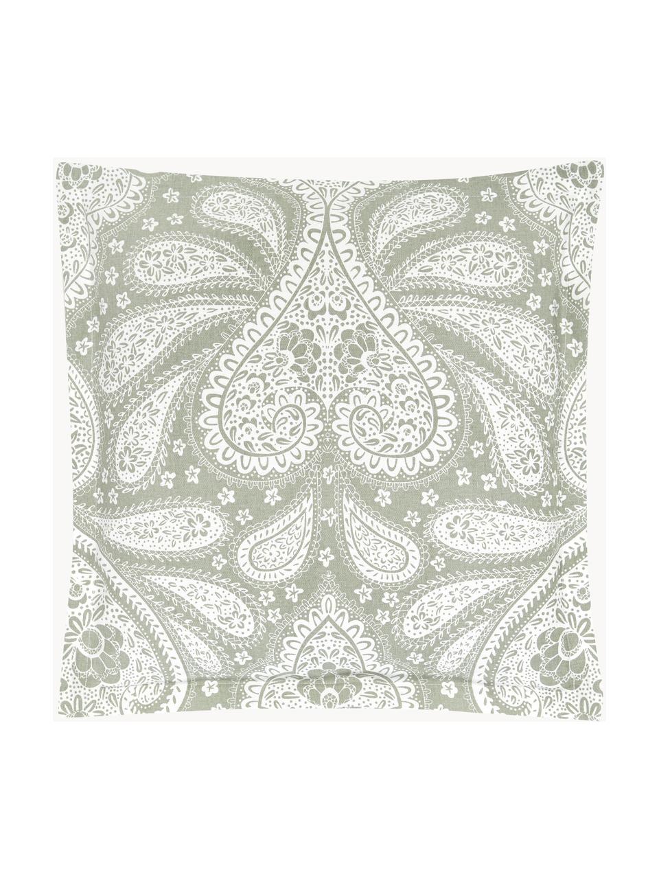 Copricuscino in cotone con motivo paisley Manon, 100% cotone biologico certificato GOTS, Verde, Larg. 45 x Lung. 45 cm