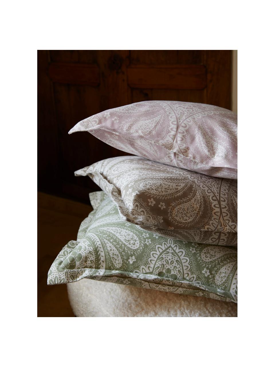 Kussenhoes Manon van biokatoen met paisley patroon, 100% biokatoen, GOTS-gecertificeerd, Groen, B 45 x L 45 cm