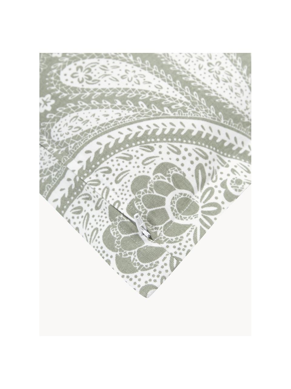 Kussenhoes Manon van biokatoen met paisley patroon, 100% biokatoen, GOTS-gecertificeerd, Groen, B 45 x L 45 cm