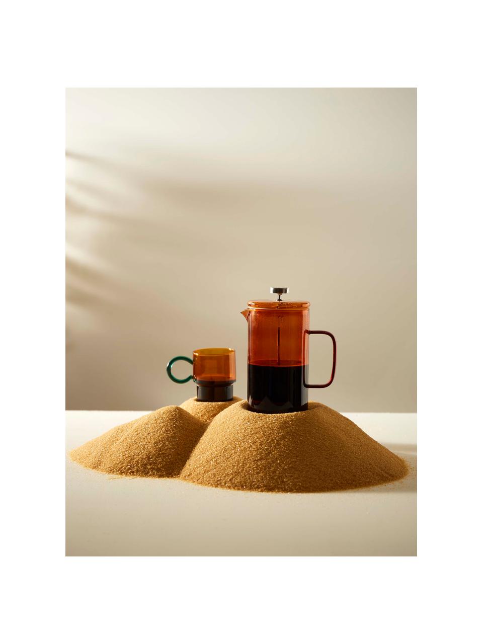 Skleněné hrnky The Belle, 2 ks, Sklo, Oranžová, petrolejová, Ø 13 cm, V 10 cm, 330 ml