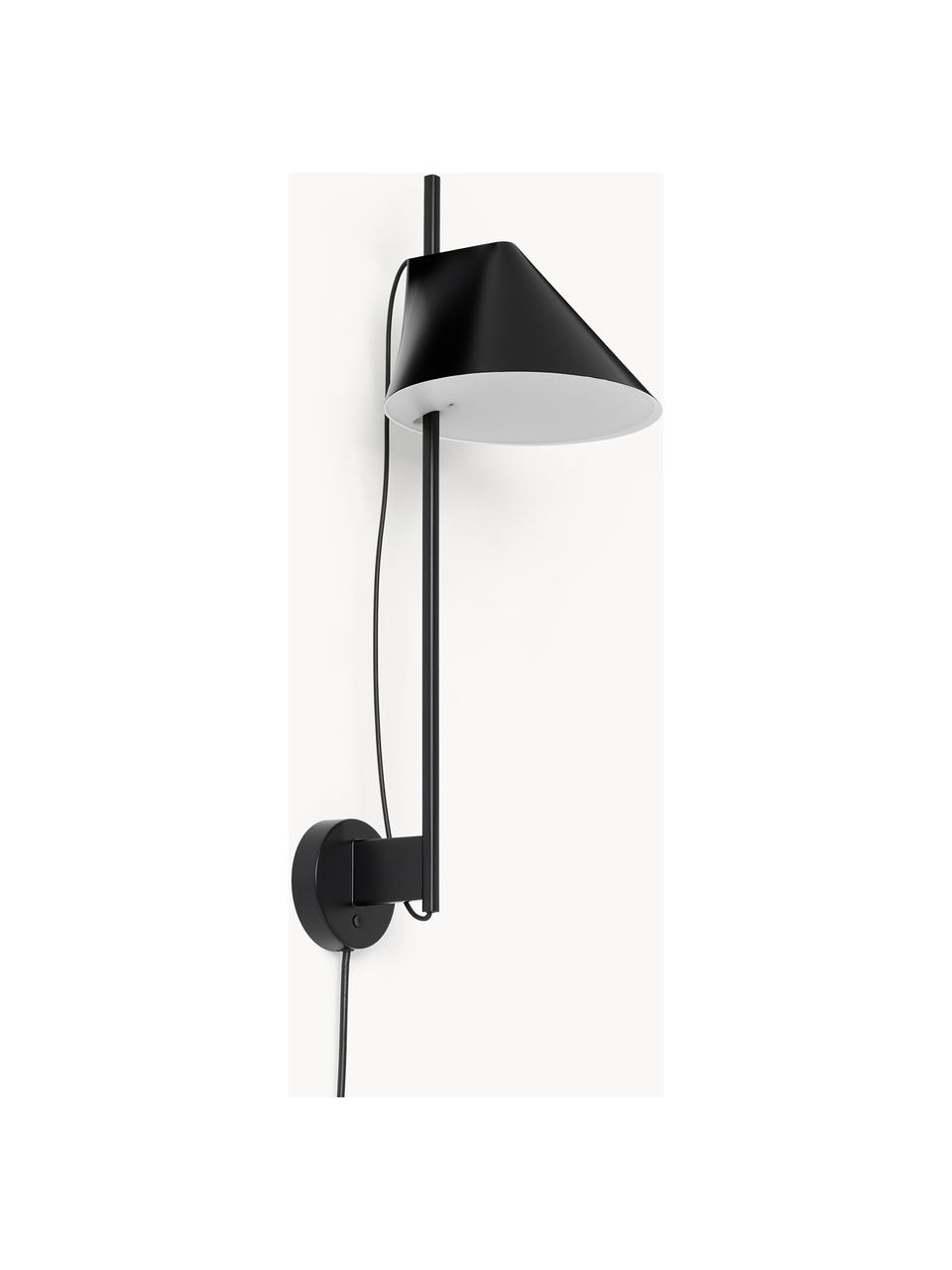 Dimmbare LED-Wandleuchte Yuh mit Timerfunktion, Lampenschirm: Aluminium, lackiert, Schwarz, B 30 x H 63 cm