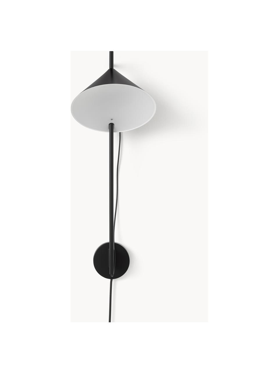 Dimmbare LED-Wandleuchte Yuh mit Timerfunktion, Lampenschirm: Aluminium, lackiert, Schwarz, B 30 x H 63 cm