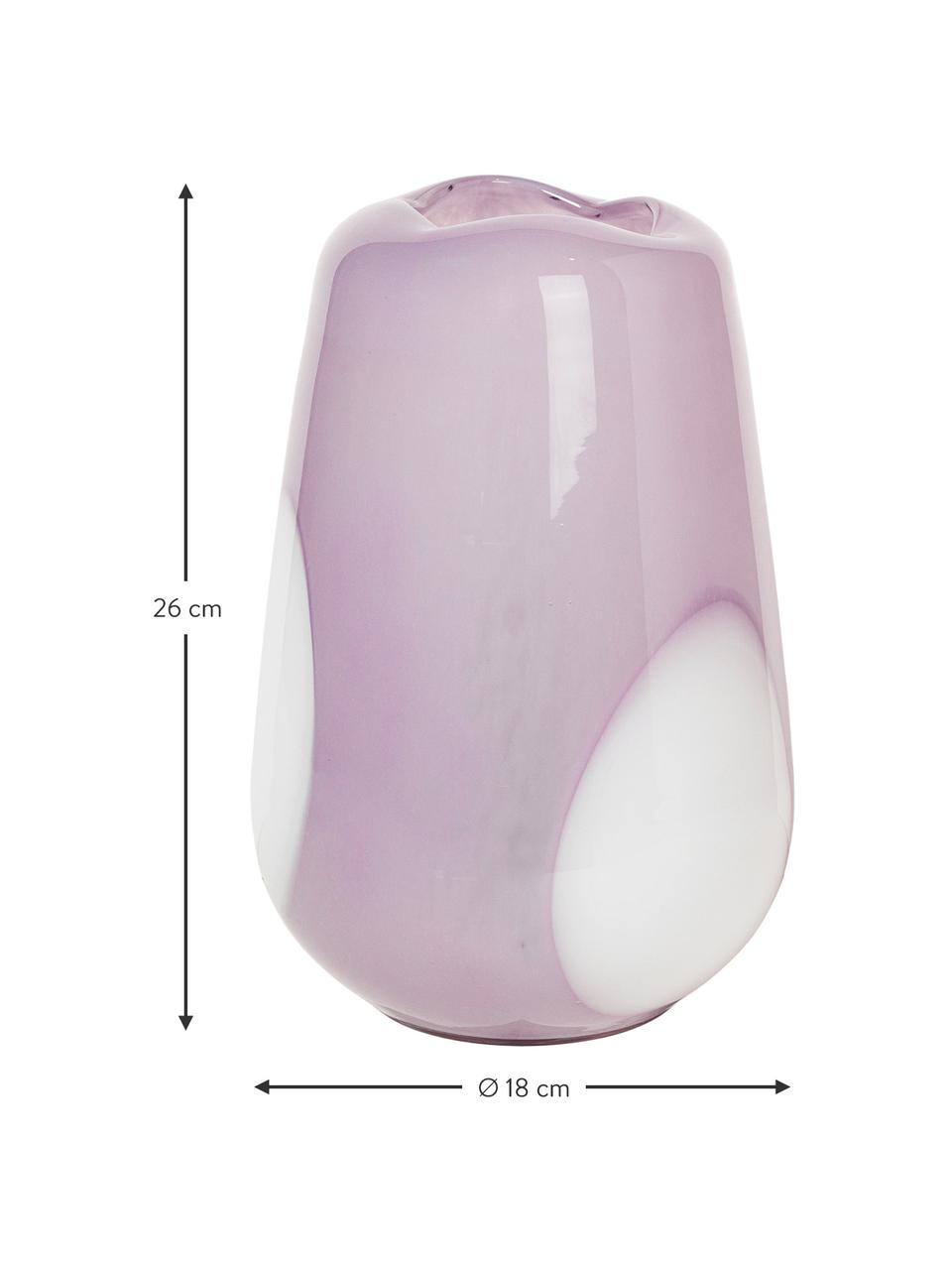 Mundgeblasene Vase Adela aus Glas, Glas, mundgeblasen, Lila, Weiss, Ø 18 x H 26 cm