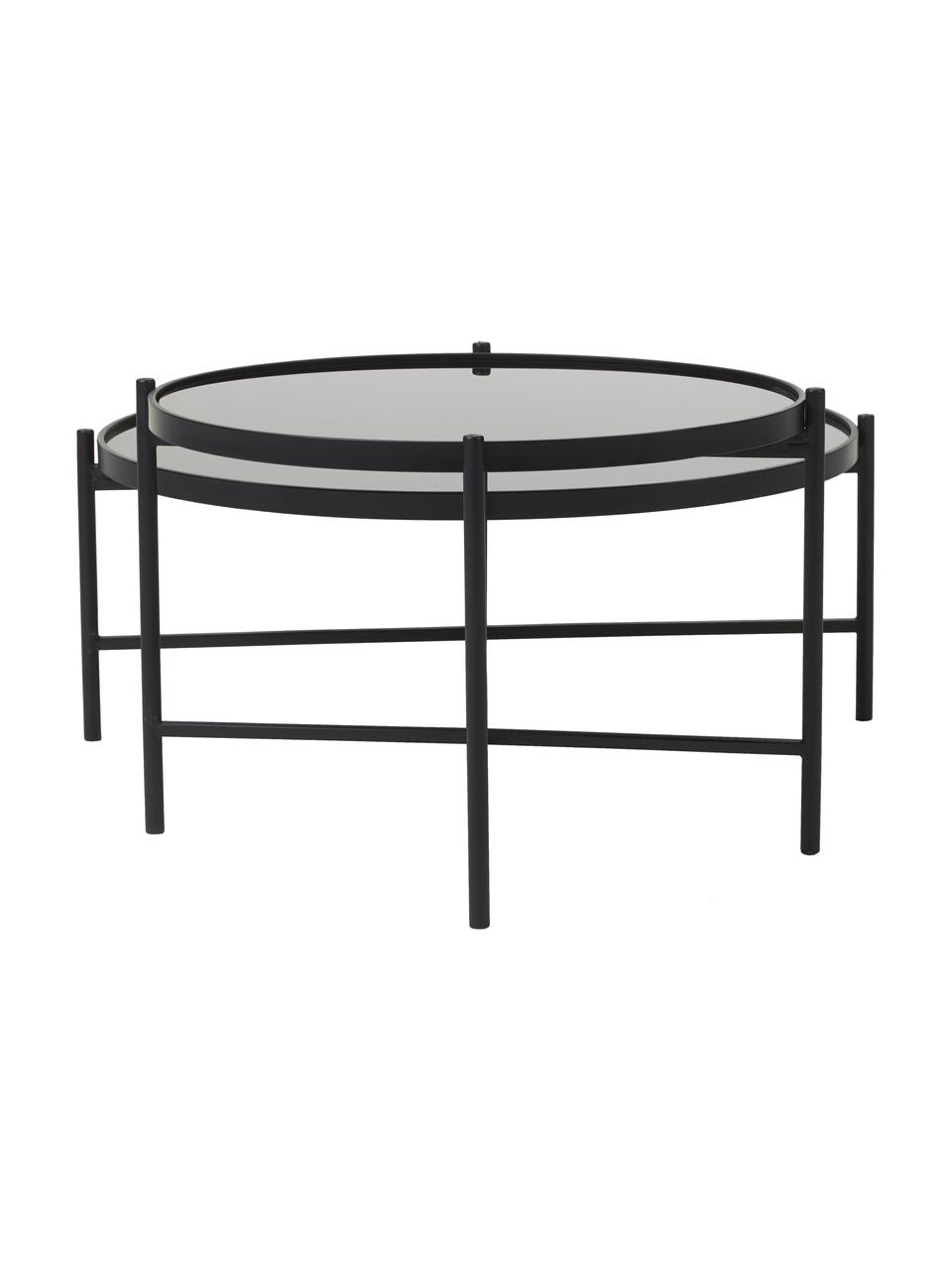 Mesa de centro Li, con 2 tableros de vidrio, Tablero: vidrio laminado, Estructura: metal con pintura en polv, Negro, An 122 x Al 43 cm