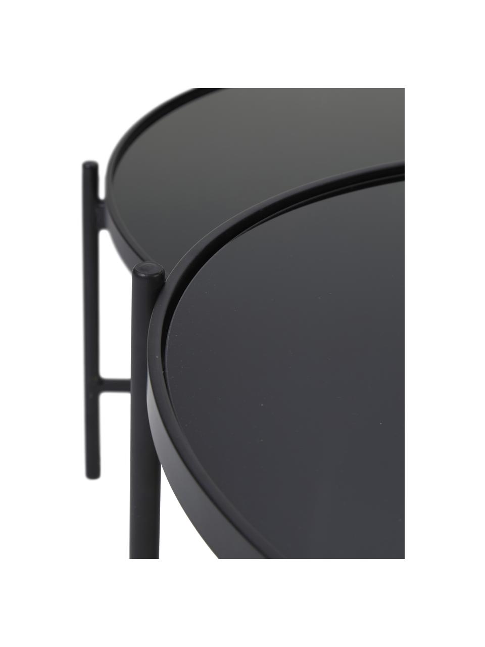 Couchtisch Li mit Glasplatte in Schwarz, Tischplatte: Sicherheitsglas, Gestell: Metall, pulverbeschichtet, Schwarz, B 122 x H 43 cm