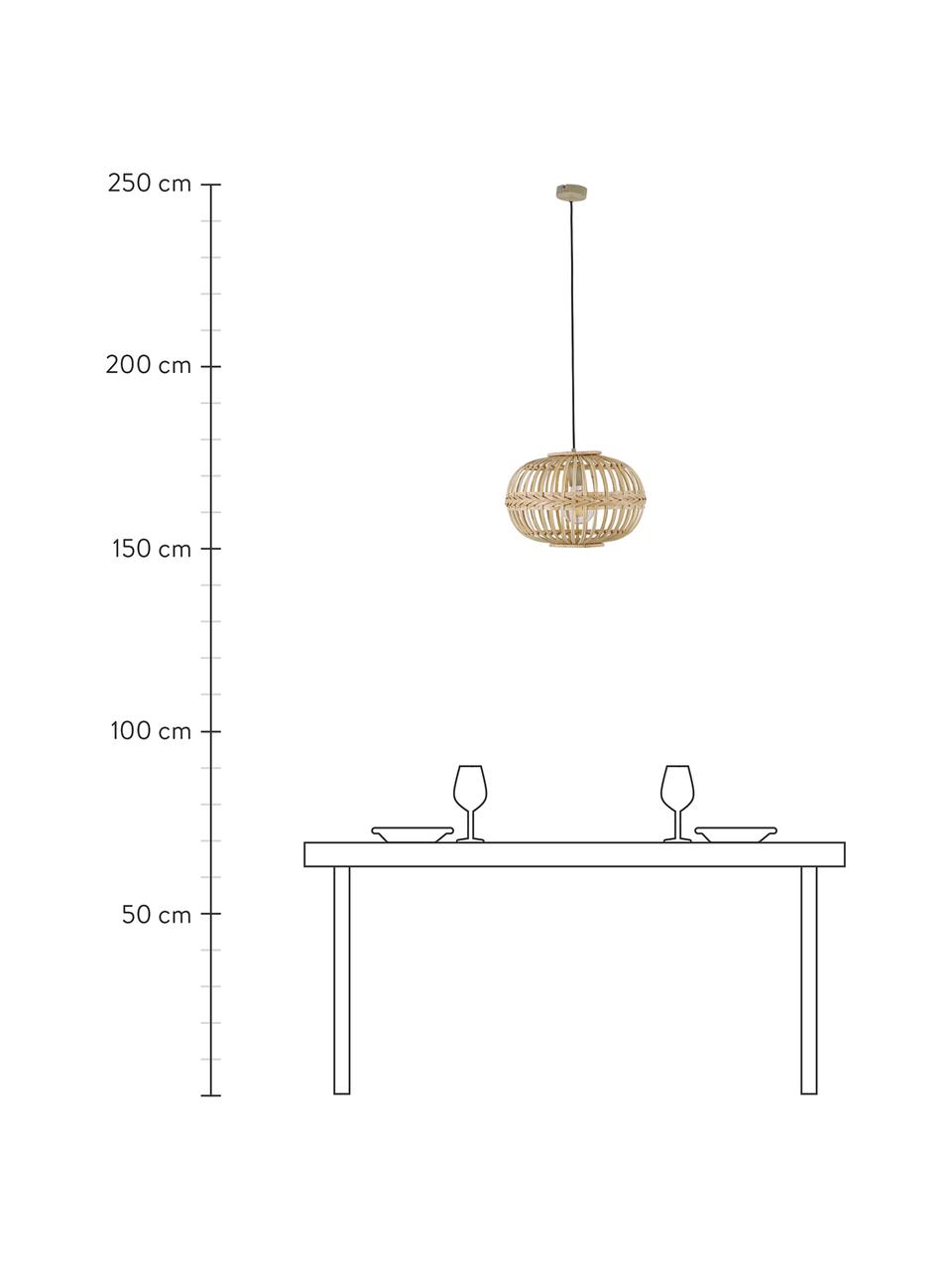 Pendelleuchte Becca aus Bambus, Lampenschirm: Bambus, Sperrholz, Baldachin: Metall, pulverbeschichtet, Bambus, Ø 38 x H 27 cm