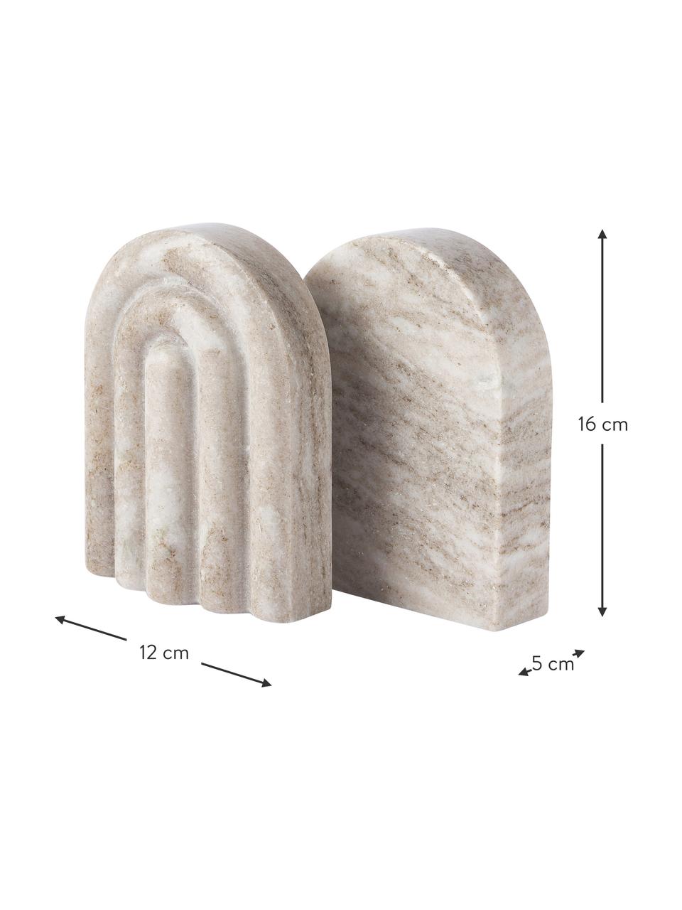 Mramorové knižní zarážky Malie, 2 ks, Mramor, Béžová, mramorovaná, Š 12 cm, V 16 cm