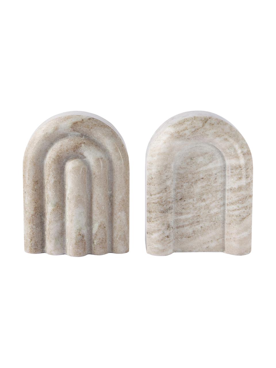 Mramorové knižní zarážky Malie, 2 ks, Mramor, Béžová, mramorovaná, Š 12 cm, V 16 cm