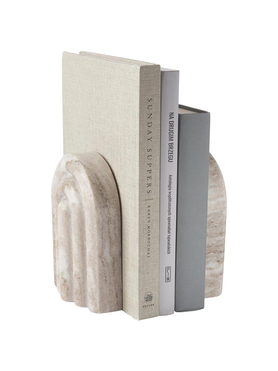 Serre-livres en marbre Malie, 2 pièces, Marbre, Beige, marbré, larg. 12 x haut. 16 cm