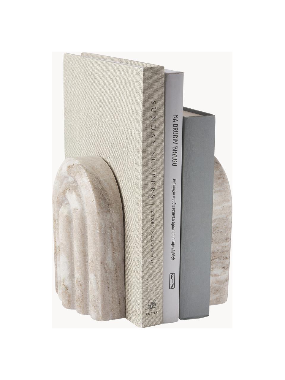 Marmeren boekensteunen Malie, 2 stuks, Marmer, Beige, gemarmerd, B 12 cm x H 16 cm