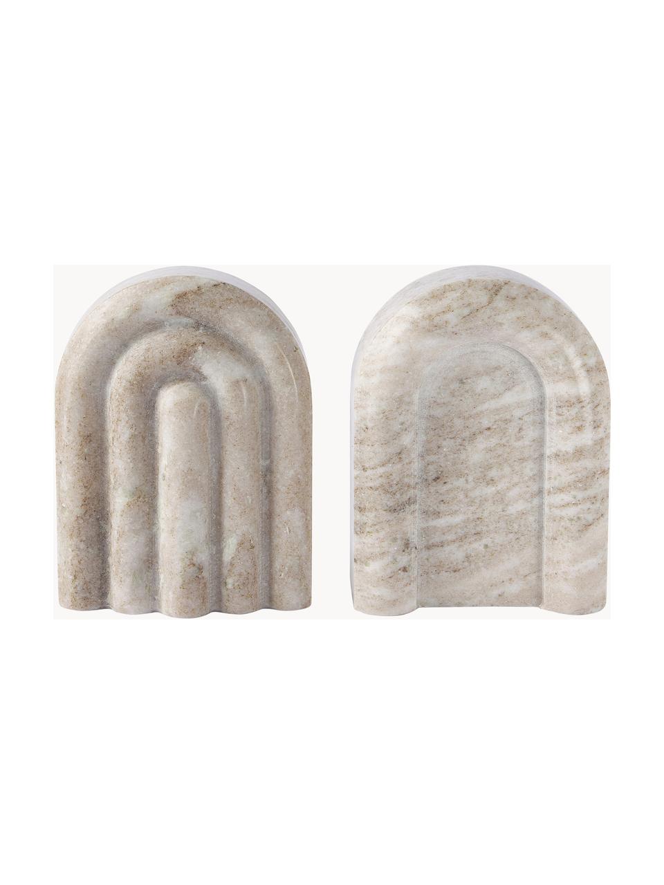 Fermalibri in marmo Malie 2 pz, Marmo, Beige marmorizzato, Larg. 12 x Alt. 16 cm