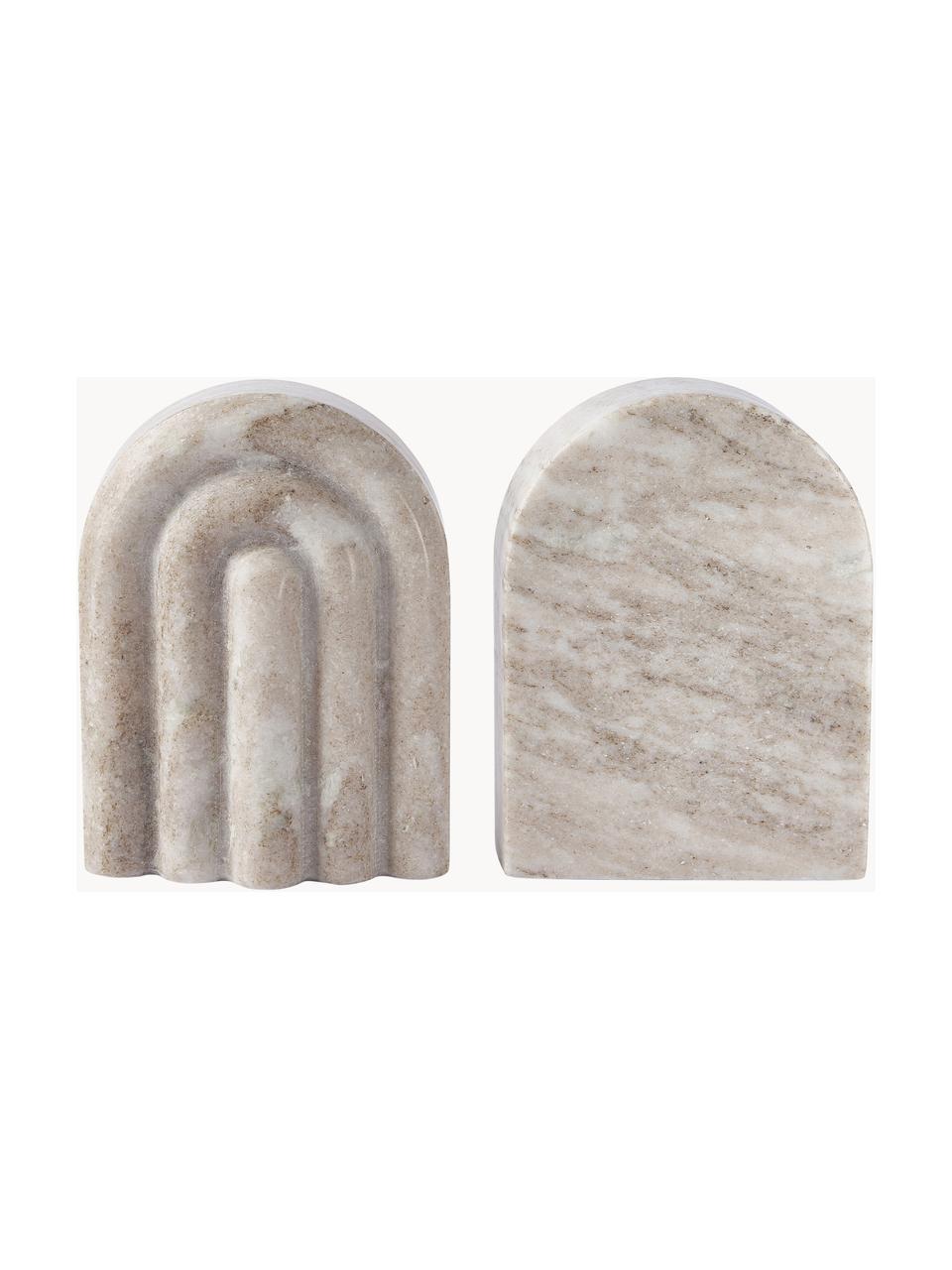 Marmor-Buchstützen Malie, 2 Stück, Marmor, Beige, marmoriert, B 12 cm x H 16 cm