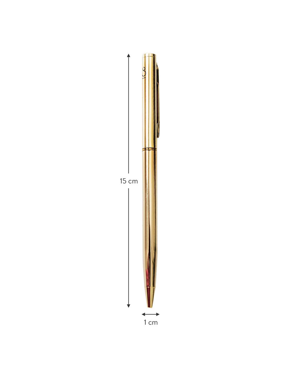 Kugelschreiber Golda, Metall, lackiert, Messingfarben, Ø 1 x L 15 cm