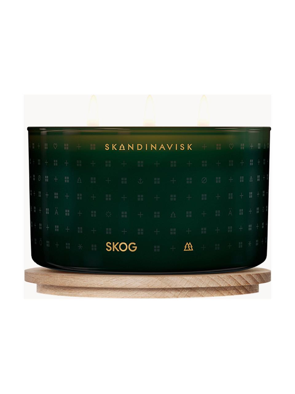 Vonná svíčka se třemi knoty Skog (borovicové jehličí, šišky, březová míza), Borové jehličí, šišky, březová míza, Ø 14 cm, V 8 cm