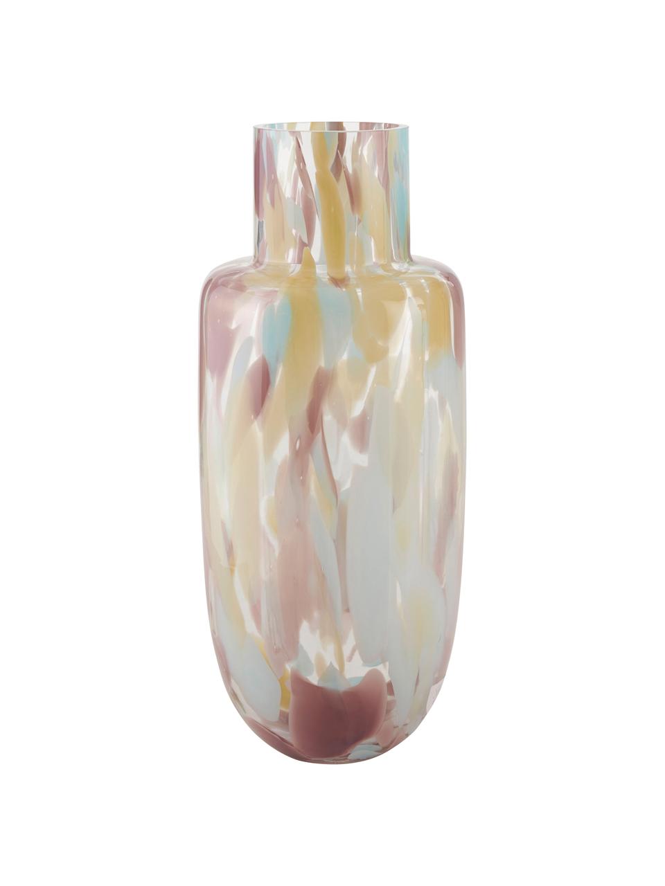 Grand vase en verre Shane, Verre, Lilas, bleu, beige, transparent, Ø 18 x haut. 43 cm