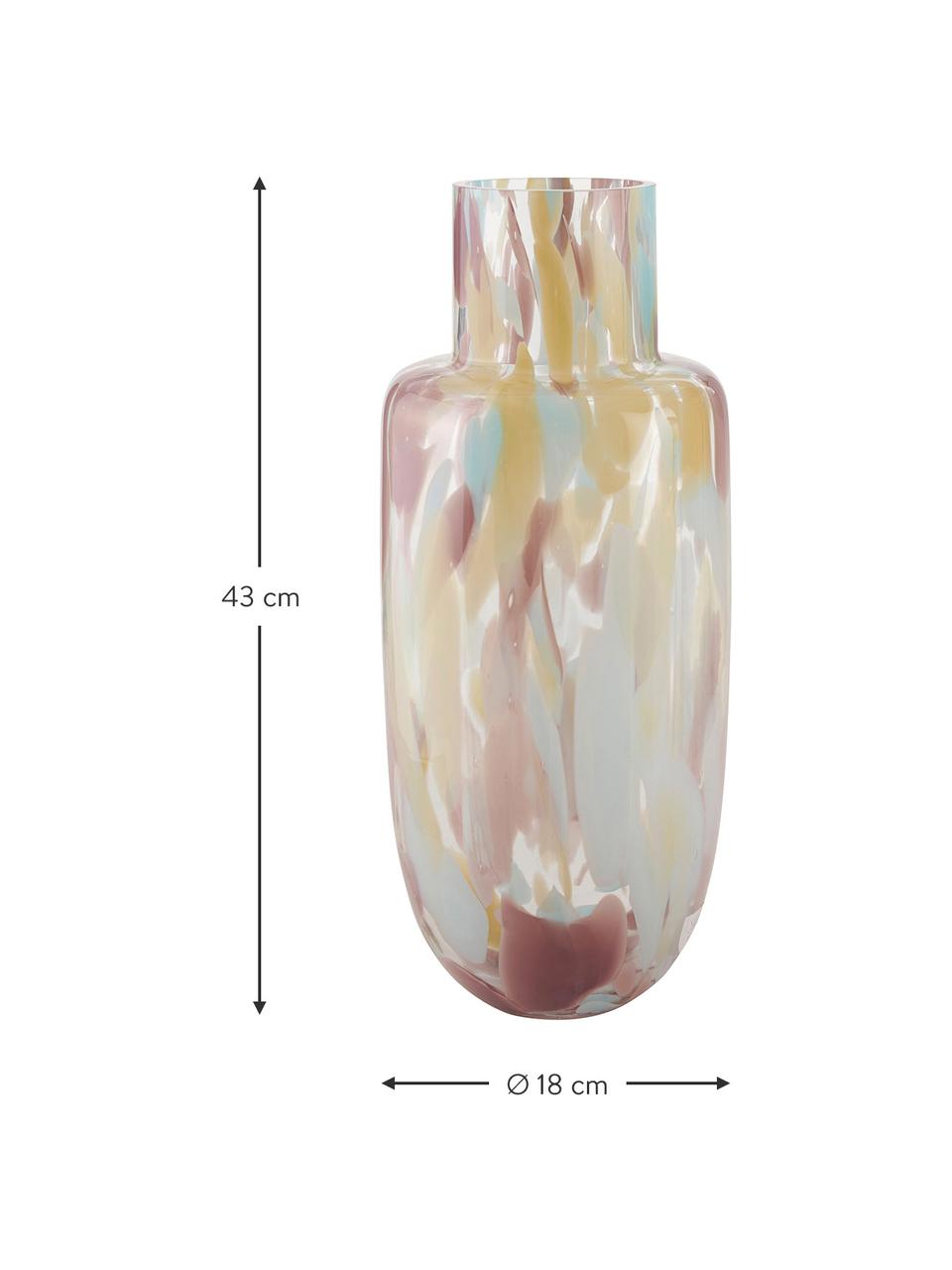 Grand vase en verre Shane, Verre, Lilas, bleu, beige, transparent, Ø 18 x haut. 43 cm