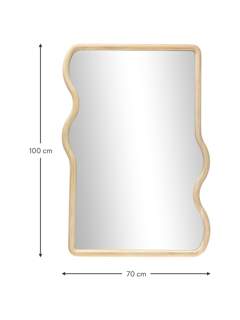 Lustro ścienne z drewnianą ramą Stream, Beżowy, S 70 x W 100 cm