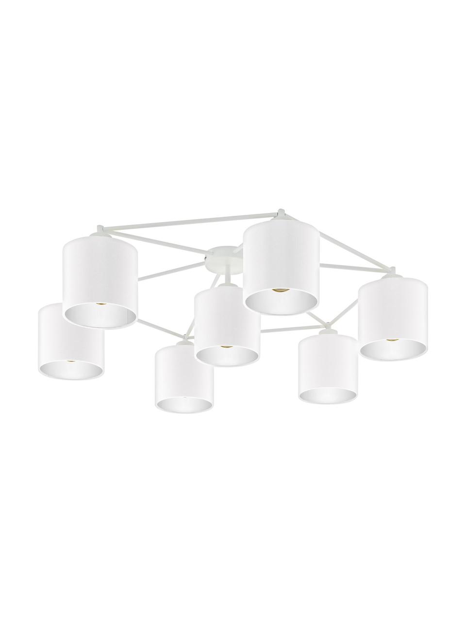 Faretti da soffitto bianchi Staiti, Baldacchino: acciaio verniciato, Paralume: tessuto, Bianco, Ø 84 x Alt. 24 cm